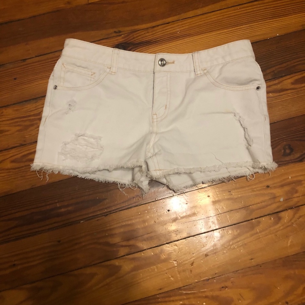 White jean shorts